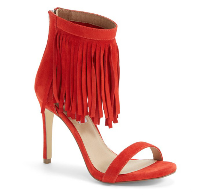 Fringe Heels | Steve Madden 'Staarz' Ankle Fringe Sandal in Coral ...