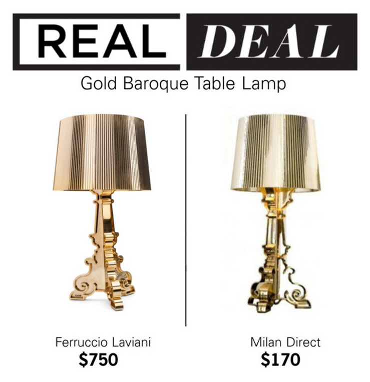 Polyvore Collage - Real Deal - Gold Baroque Table Lamp
