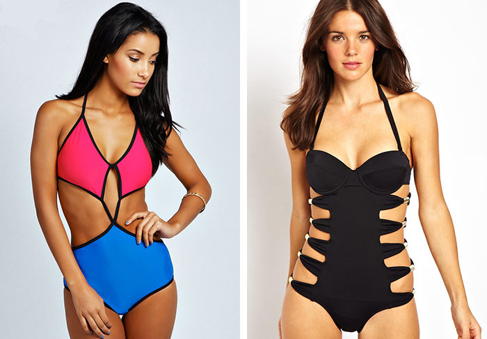 Sparkles and Shoes - Swim Suits Bad Tan Lines - Mauritius Colour Block Swimsuit and ASOS Cupped Cut Out Trim Bandeau Swimsuit