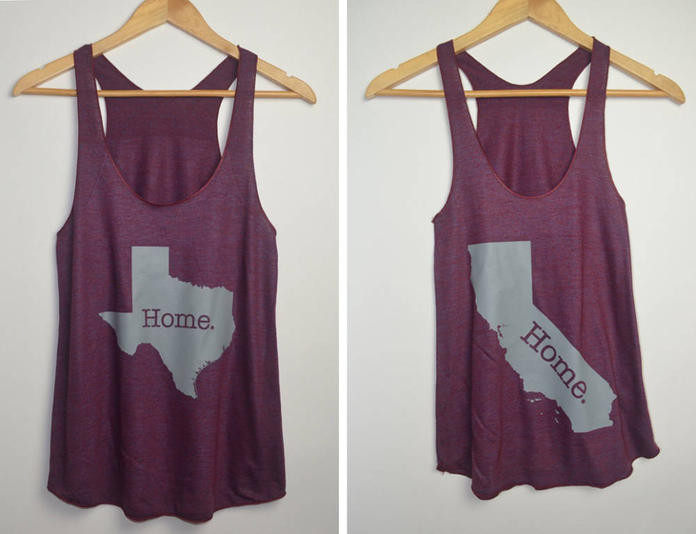 Texas and California State Map American Apparel Womens Racerback