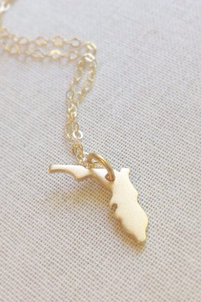State Pride - Florida State Necklace 24kt Gold Vermeil Tiny Dainty