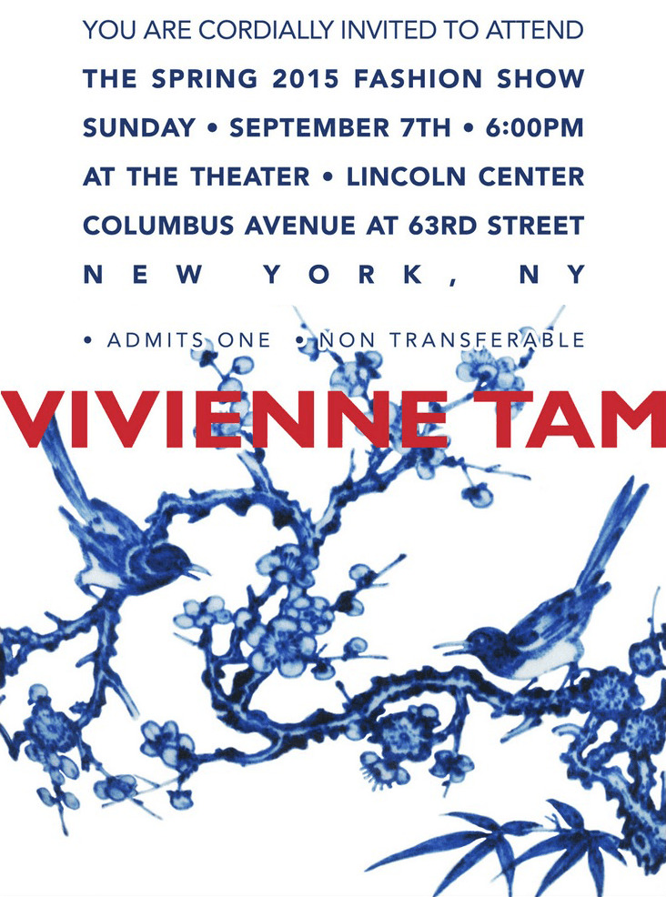Vivienne Tam Spring 2015 Fashion Show Invitations
