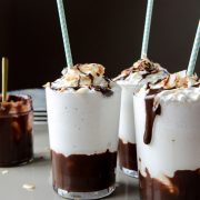 Alcoholic Desserts - Boozy Coconut Hot Fudge Milkshakes