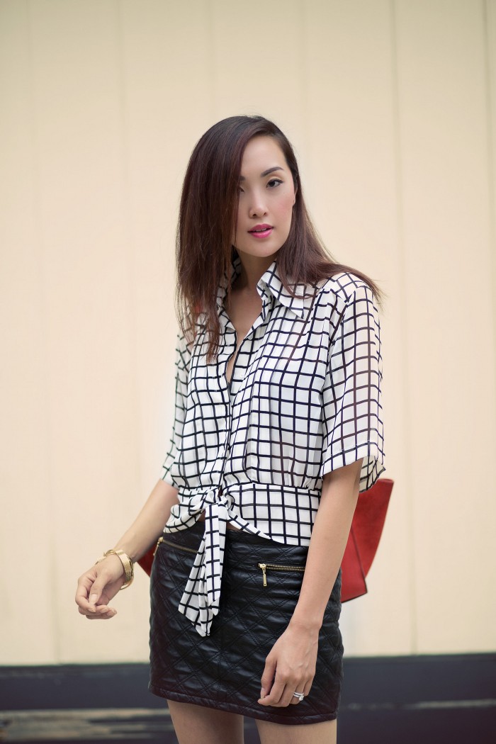 Chriselle Lim of The Chriselle Factor - Quilted Leather Skirt