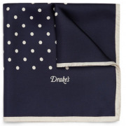 Drakes Drake's Polka-Dot Silk Pocket Square