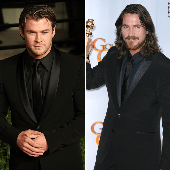 Red Carpet Predictions - All Black Suits  - Christian Bale at the Golden Globes Chris Hemsworth at the London premiere of Thor The Dark World premiere copy