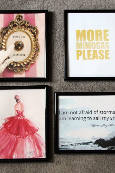 Galley Wall Prints - Press for Champage - More Mimosas Please - Christian Siriano Print - Luisa May Alcott Quote