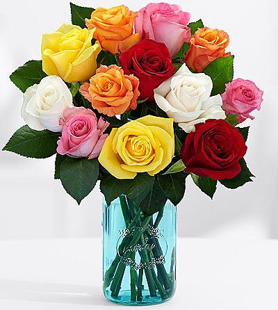 Pro Flowers One Dozen Long Stemmed Rainbow Mother's Day Roses