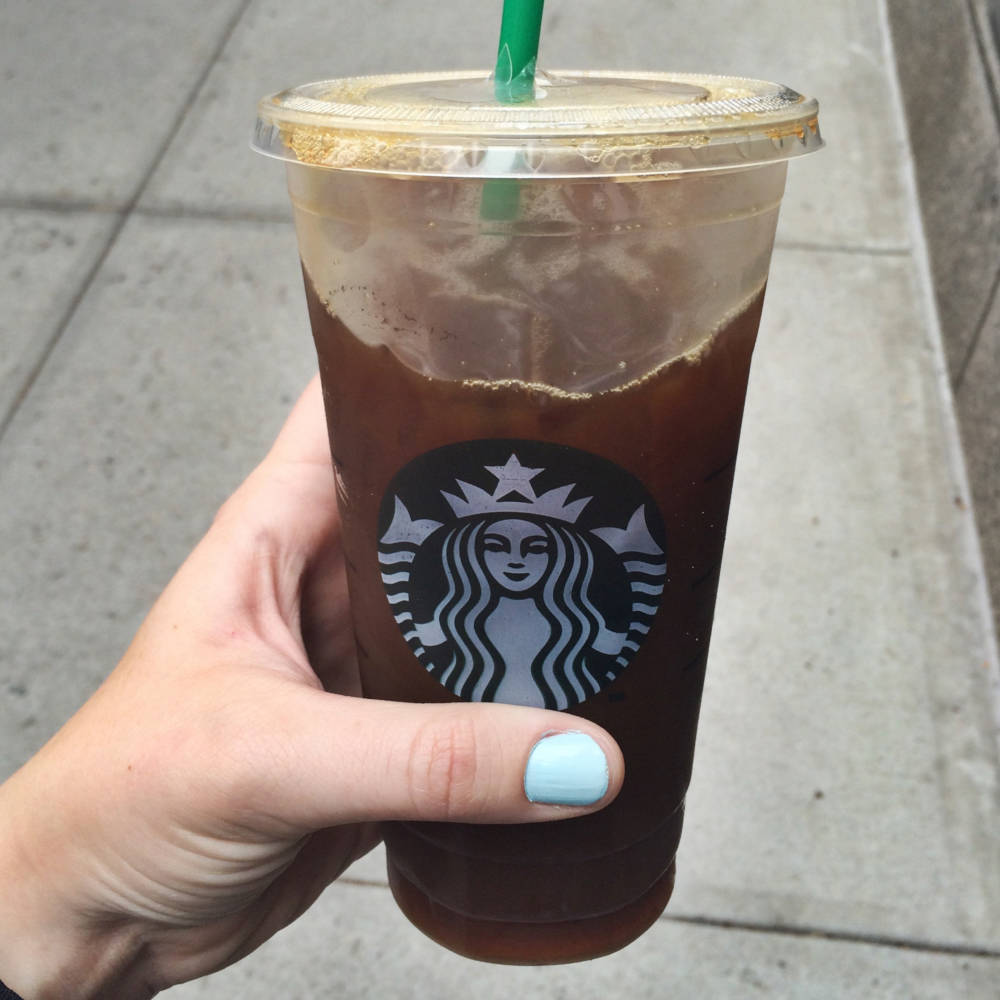 My Left Thumb Starbucks Venti Iced Coffee