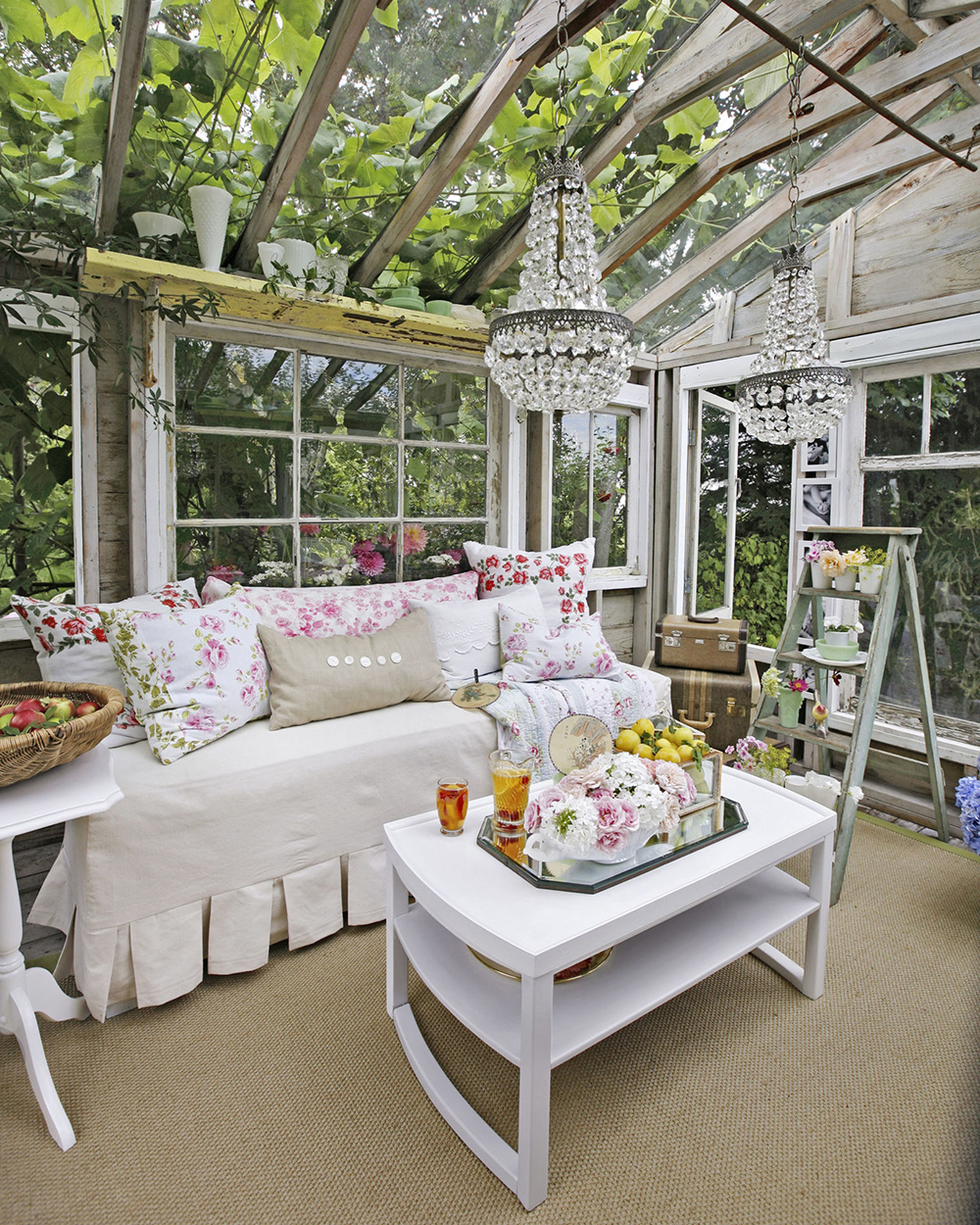 She Shed with Chandelier