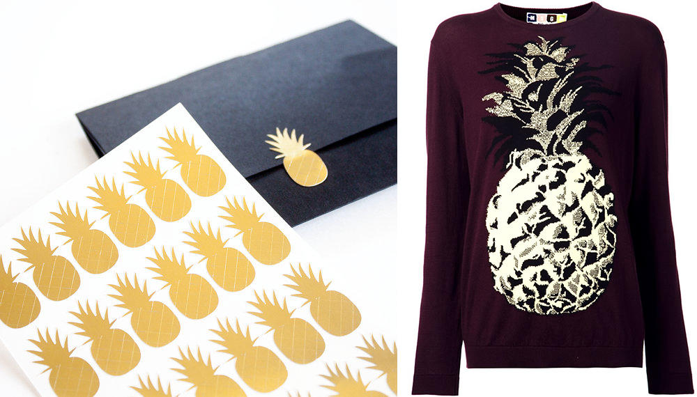 Pineapple Fashion - Metallic Pineapple Stickers and MSGM Pineapple Knit Sweater