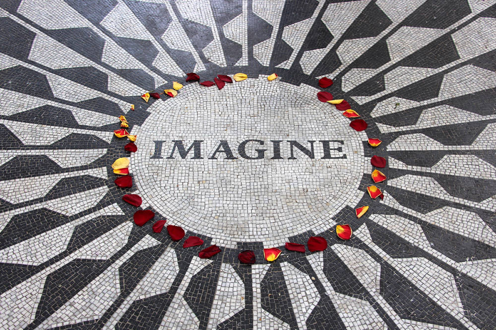 The Imagine Mosaic at the John Lennon Memorial at Strawberry Fields in Central Park