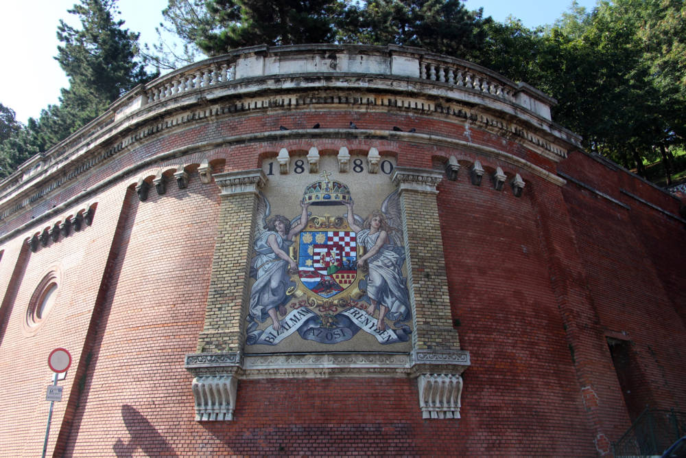 Hungarian Crest at the base of the Budapest Castle Hill Funicular