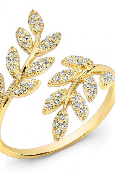 Anne Sisteron 14KT Yellow Gold Diamond Branch Ring
