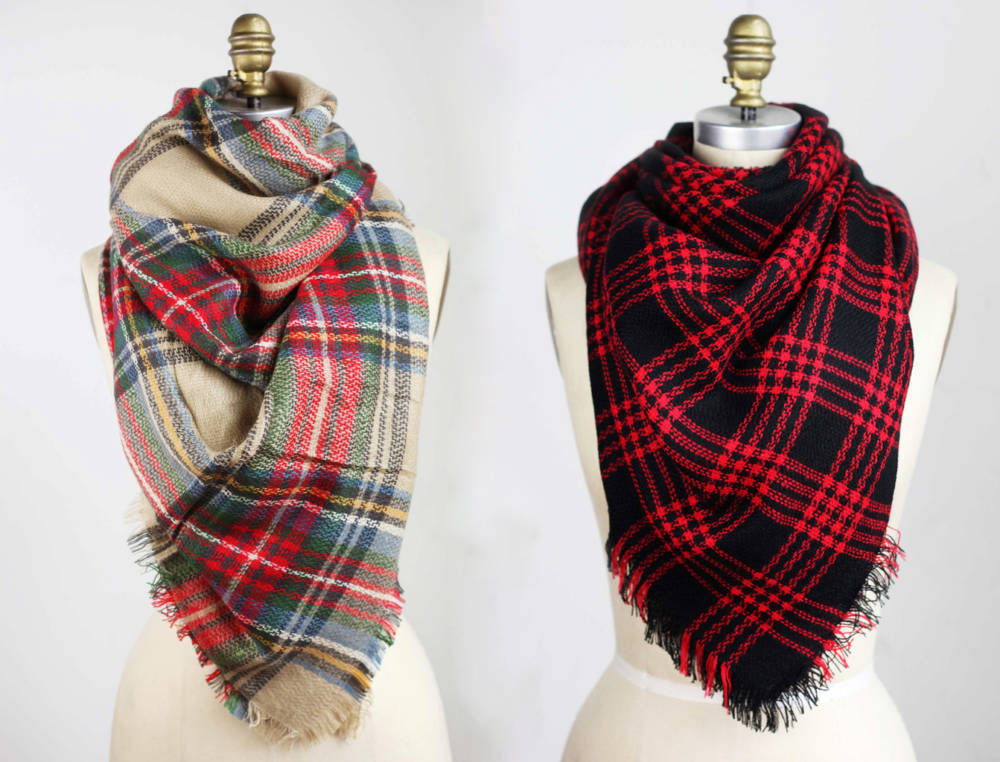 Blanket Scarves - Oversized Plaid Blanket Scarf