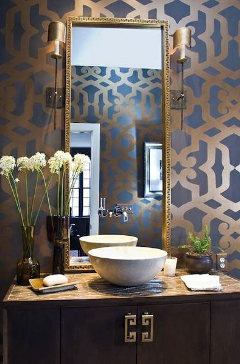 Bold Powder Room - Gold Wallpaper