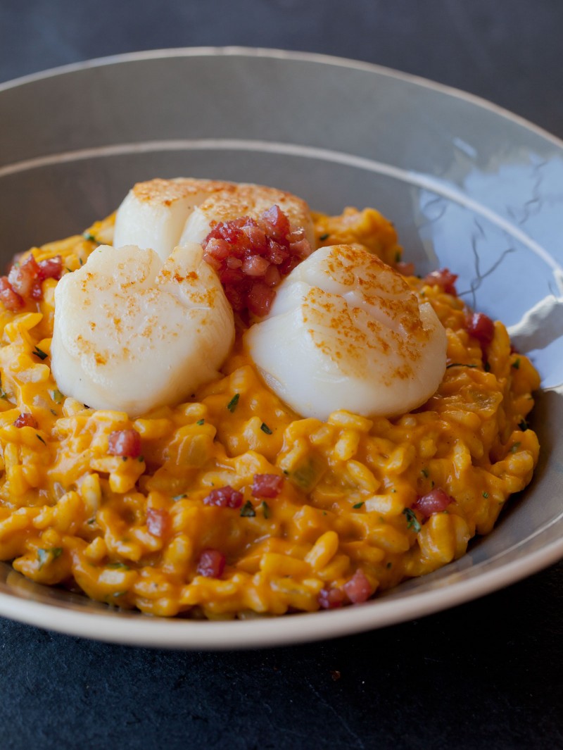 Pumpkin Recipes - Pumpkin Risotto with Seared Scallops