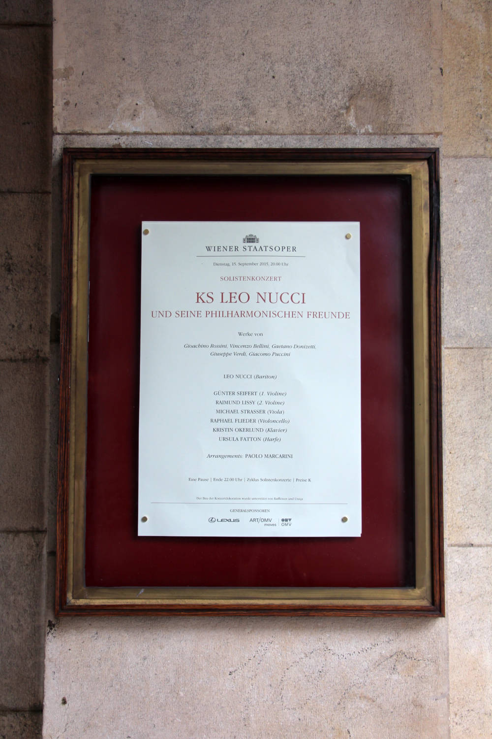 Solistenkonzert- Leo Nucci und seine Philharmonischen Freunde at Vienna State Opera House