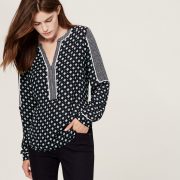 LOFT Mosaic Paneled Split Neck Blouse