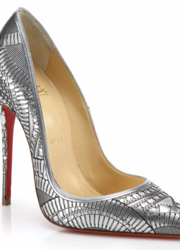 Christian Louboutin Kristali Laser-Cut Metallic Leather Pumps