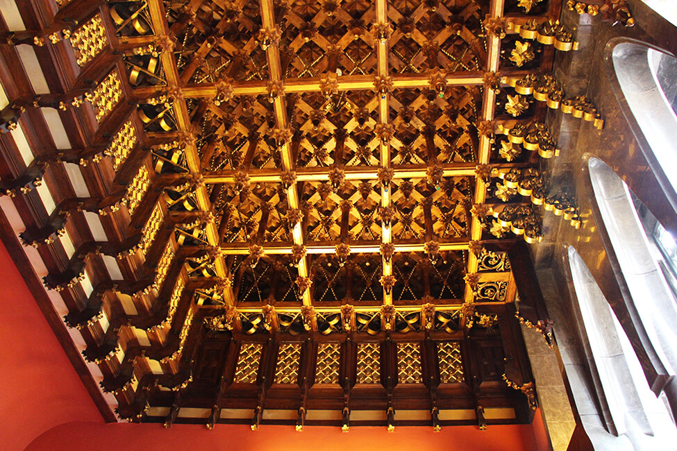 Antoni GaudI Designed Palau Guell Visitors Room Gold Ceiling