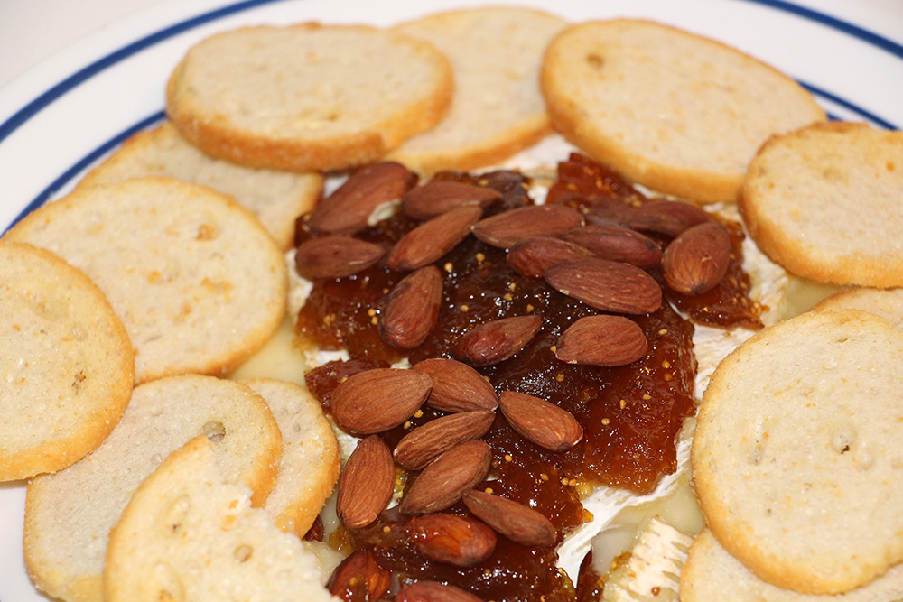 Finished Baked Brie with Fig Appitizer