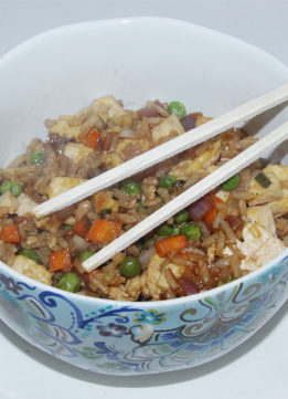 Healthy Fried Tofu with Chopsticks