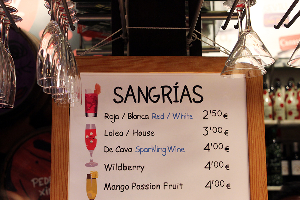Mercado de San Miguel Sangria Menu