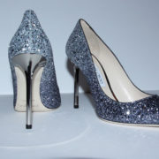 Jimmy Choo Romy Pointy Toe Pump in Navy : Silver Glitter