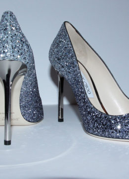 Jimmy Choo Romy Pointy Toe Pump in Navy : Silver Glitter
