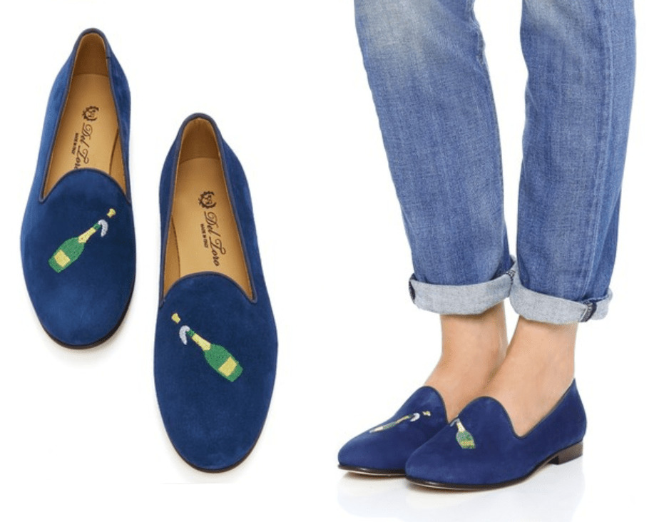 Something Navy - Del Toro Champagne Smoking Slippers in Navy