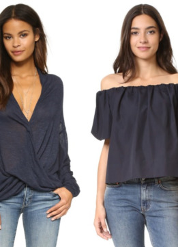Something Navy - Free People Drape Front Hacci Top Vince Off the Shoulder Top in Coastal
