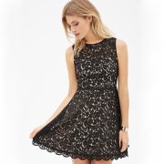 Valentine's Day Forever21 Floral Crochet Overlay Dress in Black and Blush