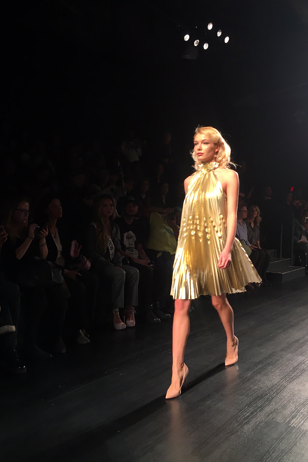 Gold Dress at New York Fashion Week Irina Vitjaz