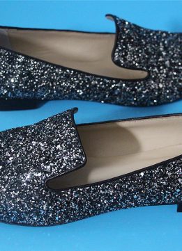 M. Gemi The Petalo Flats in Gunmetal Glitter