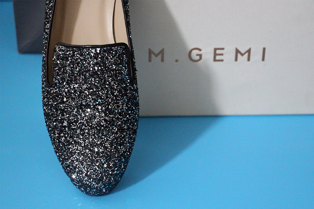M. Gemi The Petalo Smoking Slipper in Gunmetal Glitter