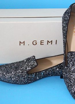 The Petalo Flats in Gunmetal Glitter from M. Gemi