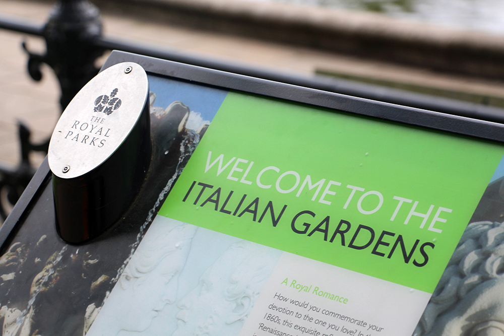 The Royal Parks Italian Gardens Sign