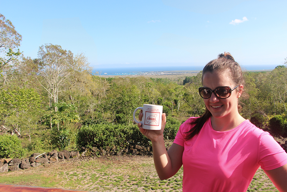Drinking Coffee at Cafe Lava Java in the Galapagos