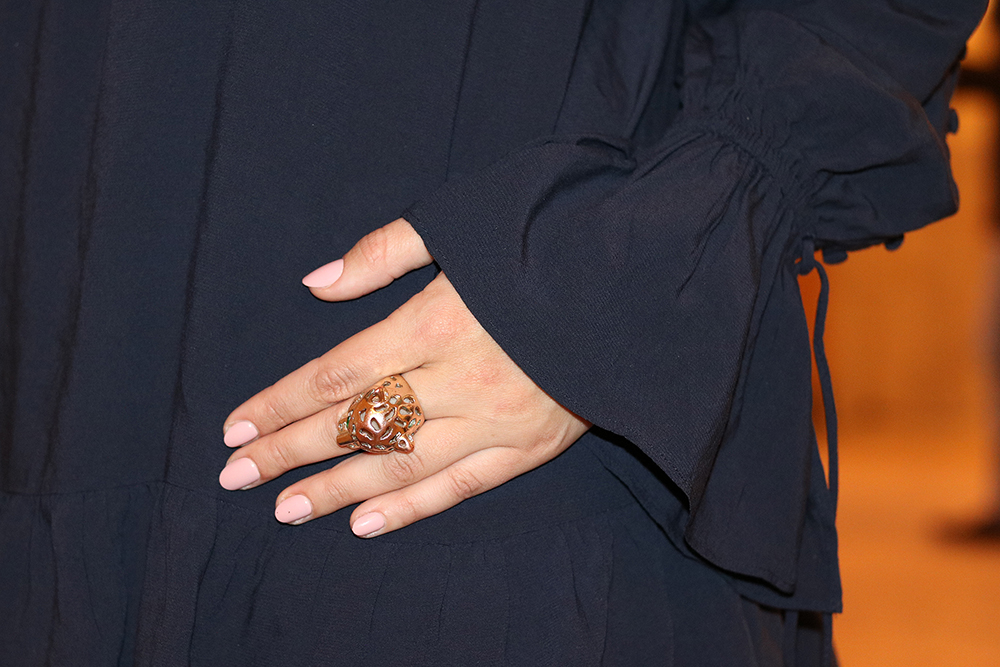 Lion Ring and Pink Nails