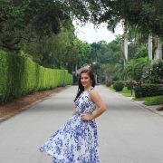 Style Blogger Twirling in the Eliza J Chiffon Maxi Dress in Cobalt