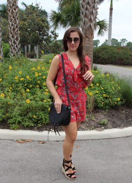 cupcakes and cashmere Fitz Cherry Blossoms Romper in Cranberry