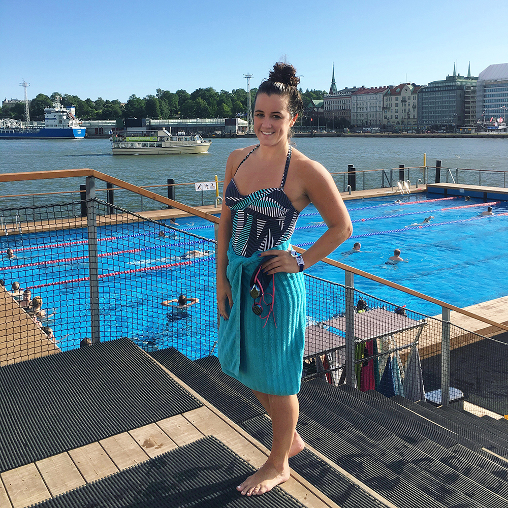 After Swimming Laps at Allas Sea Pool in Helsinki