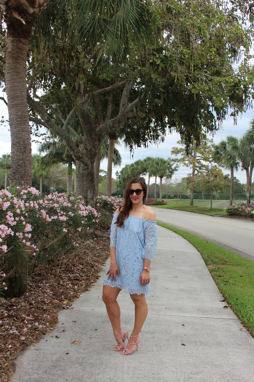 Baby Blue Off the Shoulder Dress | Sparkles and Shoes