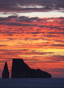 Best of 2017 - Sunset in the Galapagos over Roca León Dormido