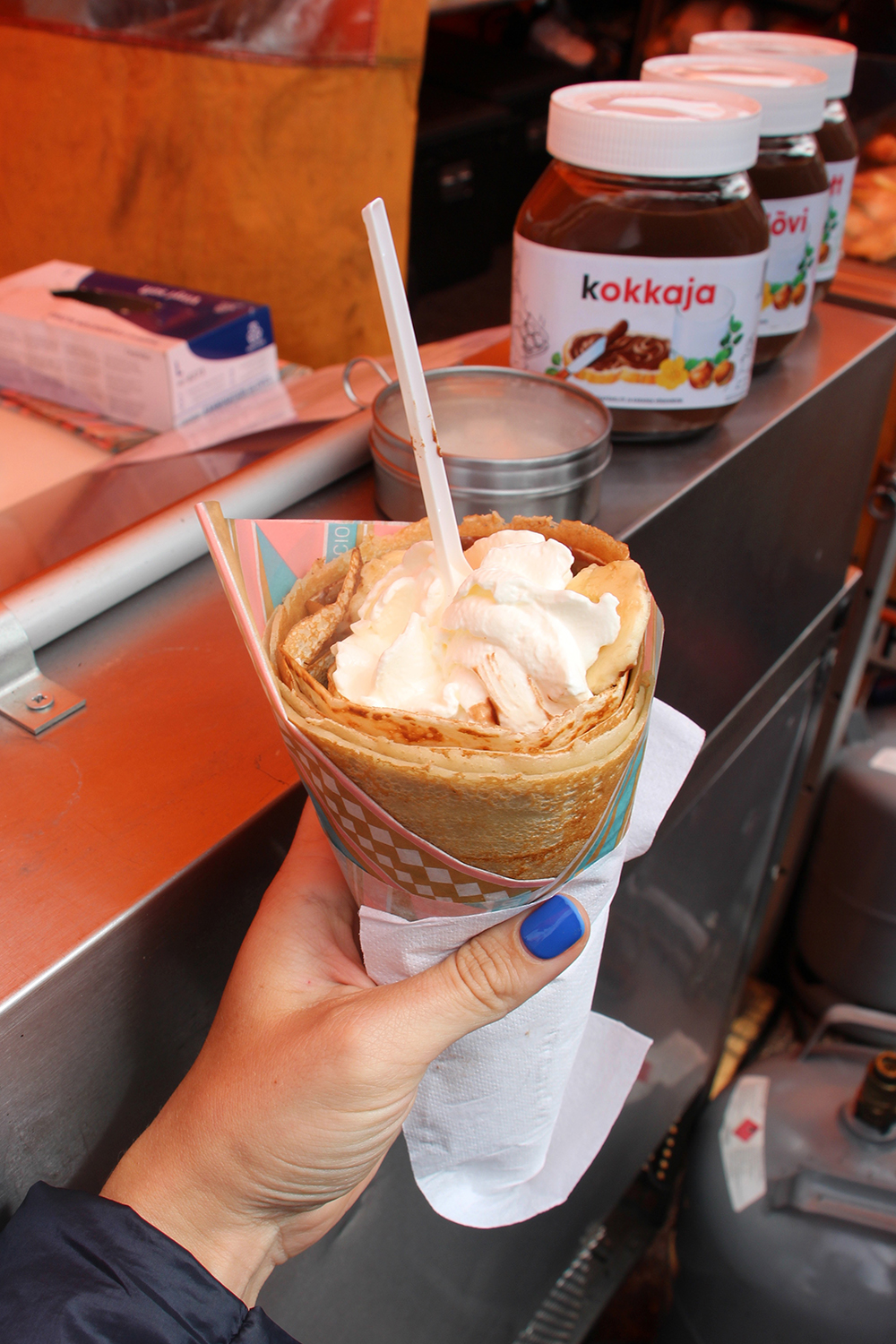 Crepe at Market Square in Helsinki.
