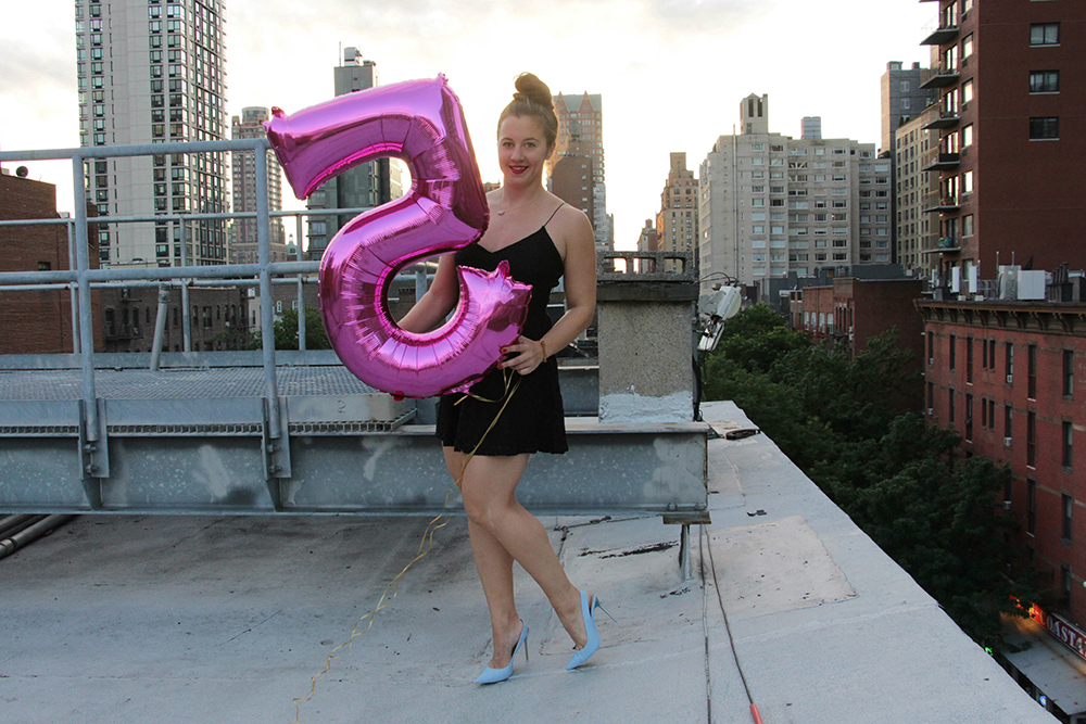 Number Balloon and Black Lace Spaghetti Strap Dress