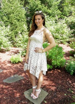 Free People Just Like Honey Lace Dress with Sam Edelman Anabeth Sandals in Modern Ivory