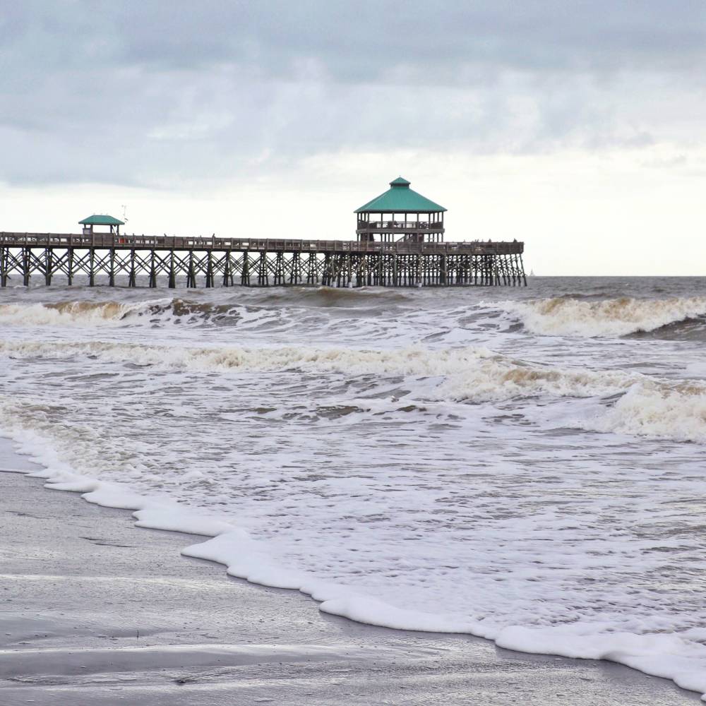Charleston Postcards - Folly Beach Waves and Pier