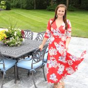 Forever21 Floral Faux Wrap Dress in Tangerine